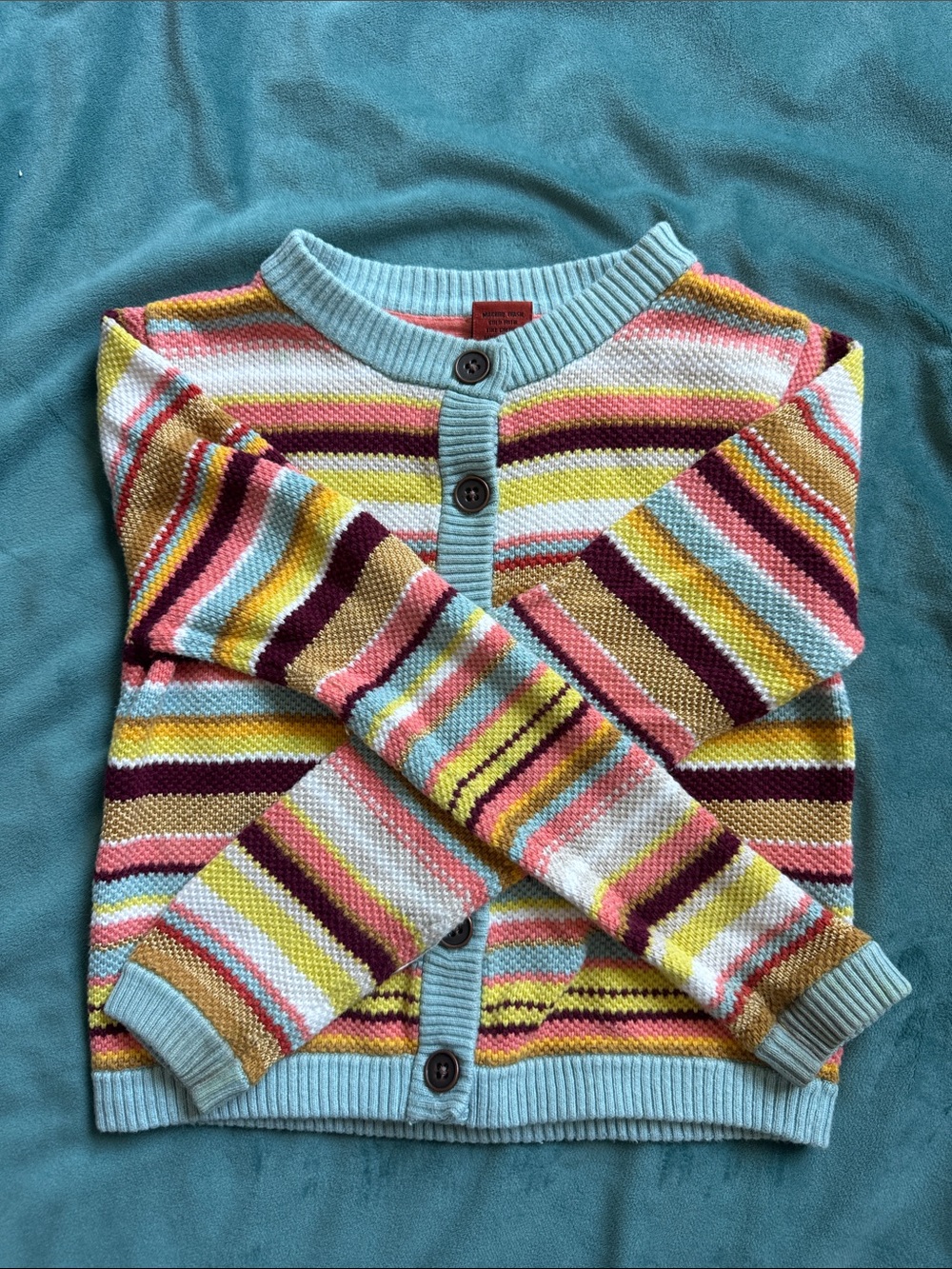 Missoni Multicolor Striped Lightweight Cardigan — Light Blue Trim